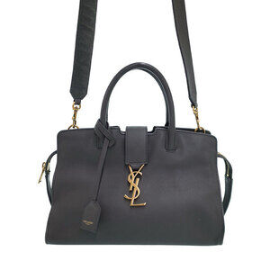 Saint Laurent Monogram Cabas Downtown tote bag raffia brown leather